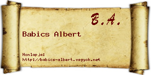 Babics Albert névjegykártya