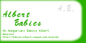 albert babics business card